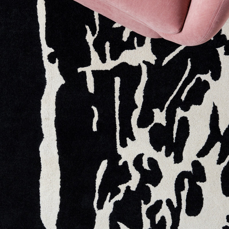 Winston Porter Candelo Handmade Wool Black / OffWhite Rug & Reviews